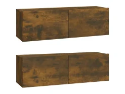 Outlet Conjunto móveis de TV 3 pcs madeira processada carvalho fumado PT971131 Castanho