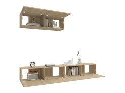 Clearance Conjunto móveis de TV 3 pcs madeira processada carvalho sonoma PT911390 Castanho