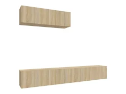 Clearance Conjunto móveis de TV 3 pcs madeira processada carvalho sonoma PT911390 Castanho