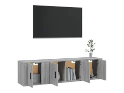 Conjunto móveis de TV 3 pcs madeira processada sonoma cinza PT805291^ Móvel De Tv