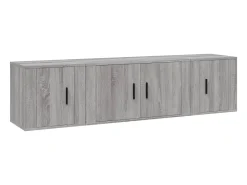 Conjunto móveis de TV 3 pcs madeira processada sonoma cinza PT805291^ Móvel De Tv