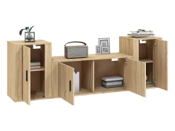 Conjunto móveis de TV 3 pcs madeira processada carvalho sonoma PT304887^ Móvel De Tv