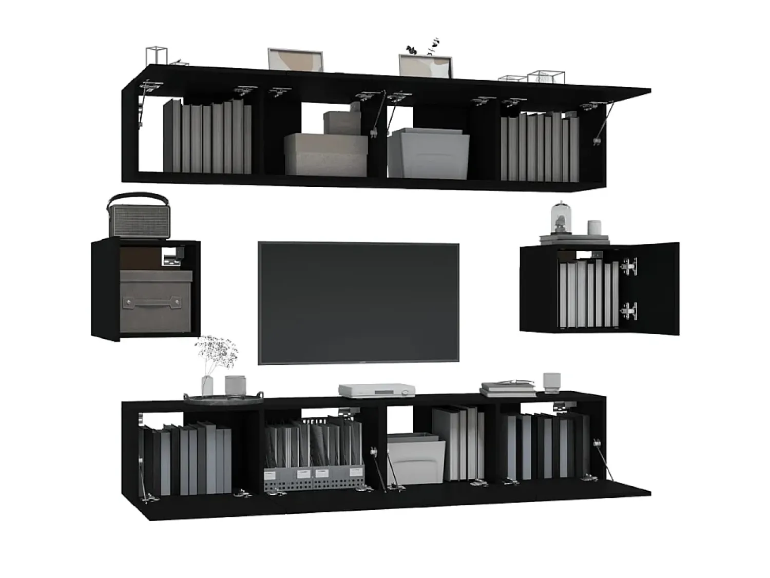 Conjunto móveis de TV 6 pcs madeira processada PT607619^ Móvel De Tv