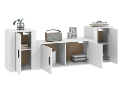 Móvel De Tv* Conjunto móveis de TV 3 pcs madeira processada PT936628 Branco