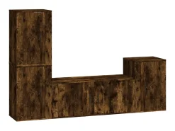 Discount Conjunto móveis de TV 4 pcs madeira processada carvalho fumado PT417140 Castanho