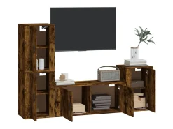 Discount Conjunto móveis de TV 4 pcs madeira processada carvalho fumado PT417140 Castanho