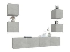 Móvel De Tv| Conjunto móveis de TV 6 pcs madeira processada cimento PT444193 Cinzento