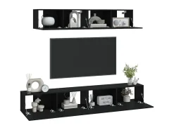 Móvel De Tv| Conjunto móveis de TV 4 pcs madeira processada PT789353 Preto