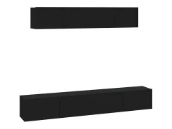 Móvel De Tv| Conjunto móveis de TV 4 pcs madeira processada PT789353 Preto