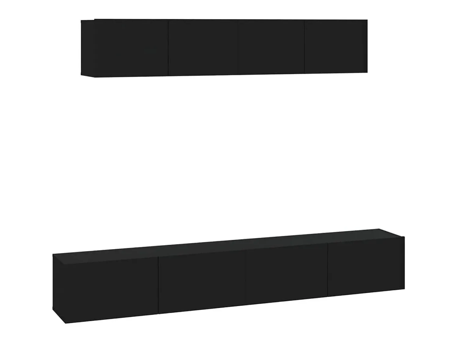 Móvel De Tv| Conjunto móveis de TV 4 pcs madeira processada PT789353 Preto