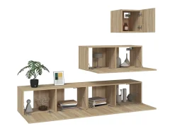 Móvel De Tv| Conjunto móveis de TV 4 pcs madeira processada carvalho sonoma PT849477 Castanho