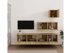 Móvel De Tv| Conjunto móveis de TV 4 pcs madeira processada carvalho sonoma PT849477 Castanho
