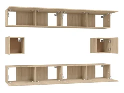 Conjunto móveis de TV 6 pcs madeira processada carvalho sonoma PT993203^ Móvel De Tv