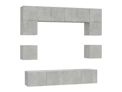 Conjunto móveis de TV 8 pcs madeira processada cimento PT569362^ Móvel De Tv