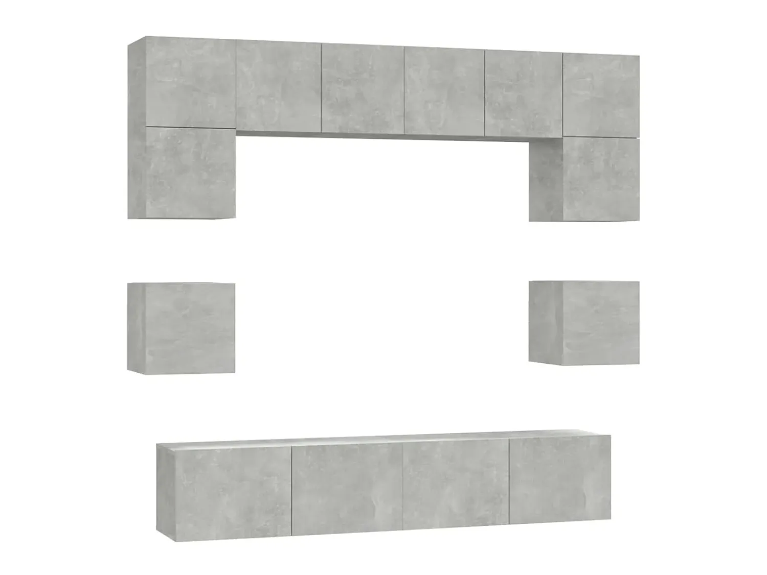 Conjunto móveis de TV 8 pcs madeira processada cimento PT569362^ Móvel De Tv