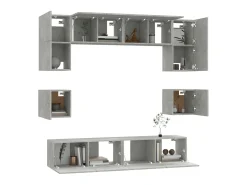 Conjunto móveis de TV 8 pcs madeira processada cimento PT569362^ Móvel De Tv