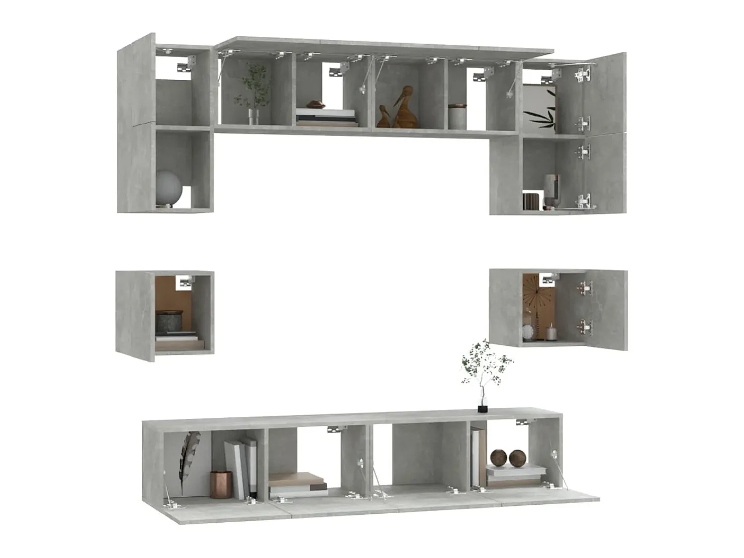 Conjunto móveis de TV 8 pcs madeira processada cimento PT569362^ Móvel De Tv