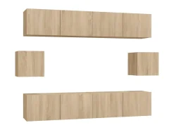 Conjunto móveis de TV 6 pcs madeira processada carvalho sonoma PT586264^ Móvel De Tv