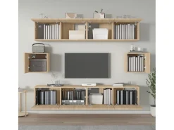 Conjunto móveis de TV 6 pcs madeira processada carvalho sonoma PT586264^ Móvel De Tv