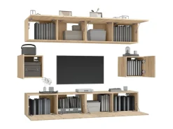 Conjunto móveis de TV 6 pcs madeira processada carvalho sonoma PT586264^ Móvel De Tv