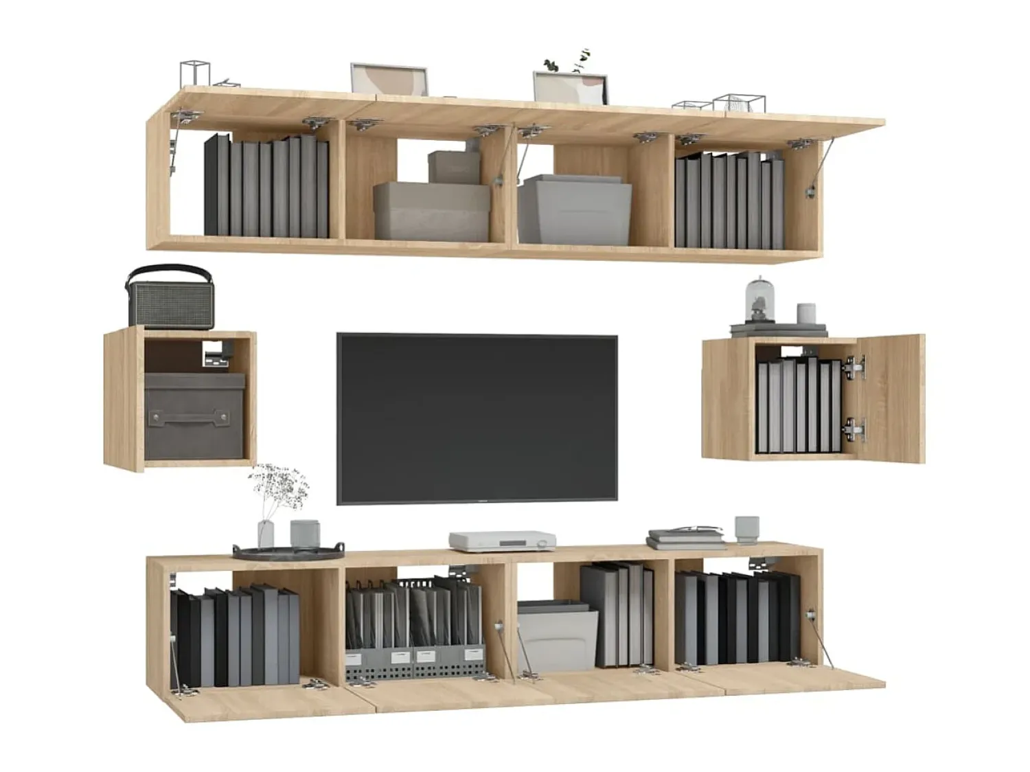 Conjunto móveis de TV 6 pcs madeira processada carvalho sonoma PT586264^ Móvel De Tv