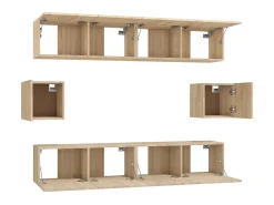 Conjunto móveis de TV 6 pcs madeira processada carvalho sonoma PT586264^ Móvel De Tv