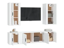 Móvel De Tv| Conjunto móveis de TV 5 pcs madeira processada PT626443 Branco