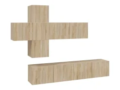 Conjunto móveis de TV 7 pcs madeira processada carvalho sonoma PT281742^ Móvel De Tv