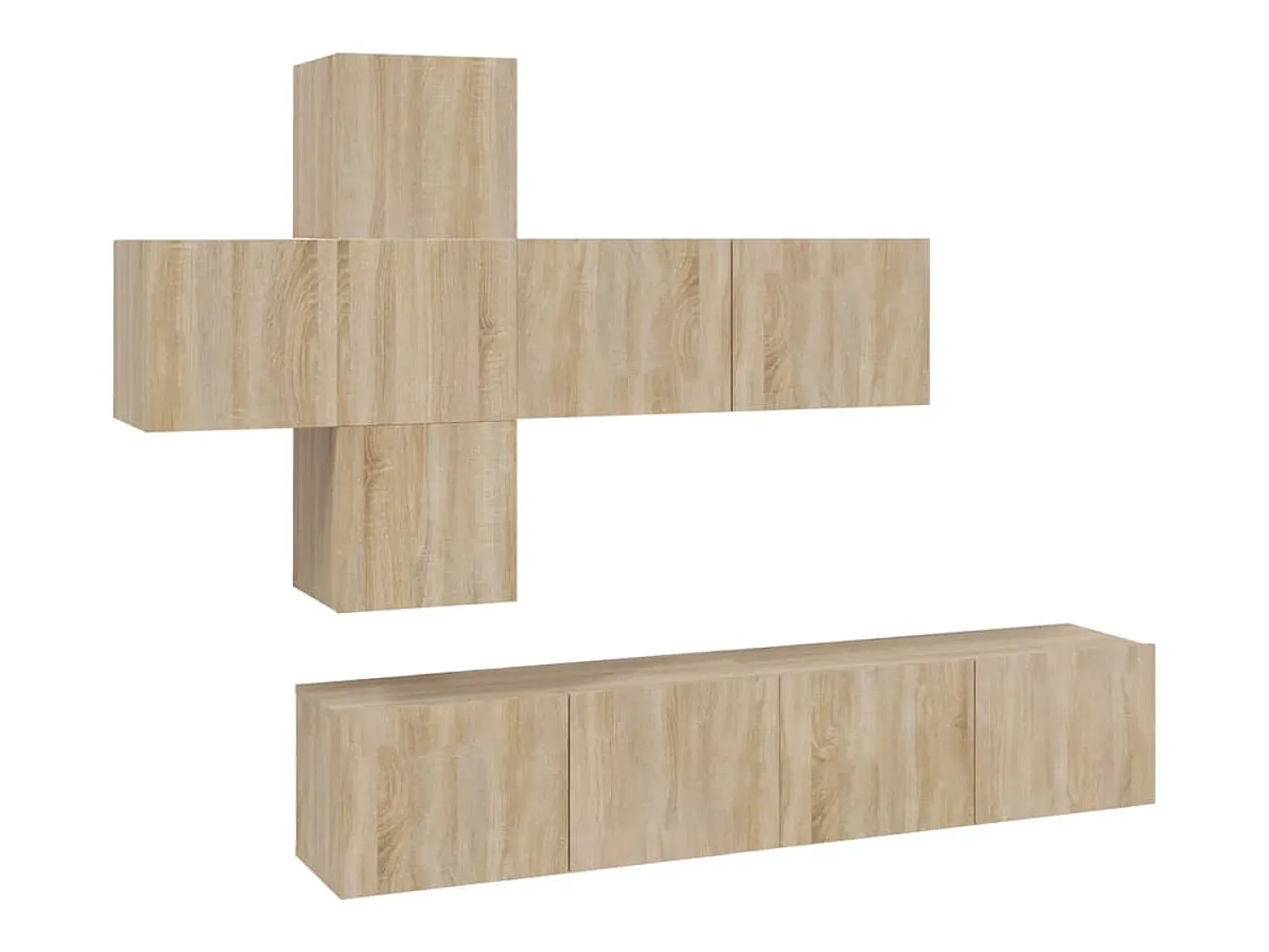 Conjunto móveis de TV 7 pcs madeira processada carvalho sonoma PT281742^ Móvel De Tv