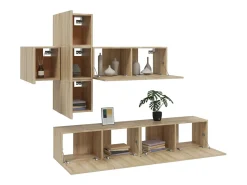 Conjunto móveis de TV 7 pcs madeira processada carvalho sonoma PT281742^ Móvel De Tv
