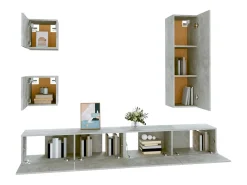 Móvel De Tv| Conjunto móveis de TV 5 pcs madeira processada cimento PT222675 Cinzento