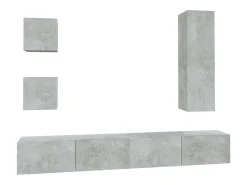 Móvel De Tv| Conjunto móveis de TV 5 pcs madeira processada cimento PT222675 Cinzento