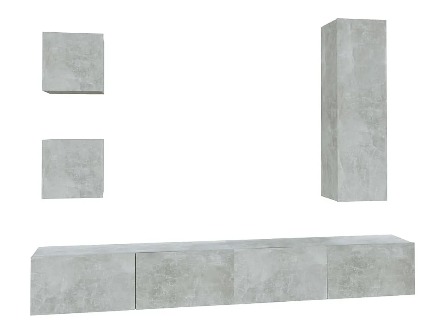 Móvel De Tv| Conjunto móveis de TV 5 pcs madeira processada cimento PT222675 Cinzento