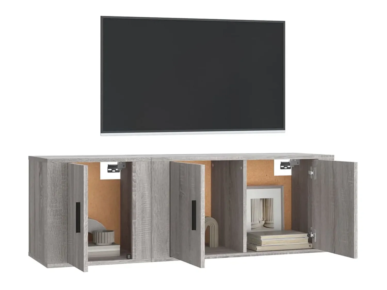 Móvel De Tv| Conjunto móveis de TV 2 pcs madeira processada sonoma cinza PT848315 Cinzento