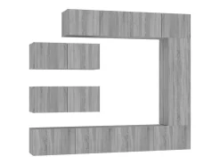 Conjunto móveis de TV 7 pcs madeira processada sonoma cinza PT645099^ Móvel De Tv