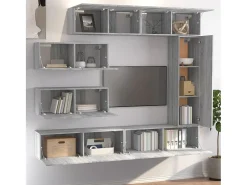 Conjunto móveis de TV 7 pcs madeira processada sonoma cinza PT645099^ Móvel De Tv