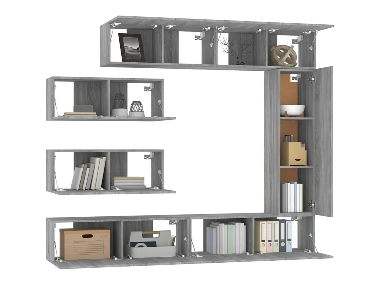 Conjunto móveis de TV 7 pcs madeira processada sonoma cinza PT645099^ Móvel De Tv