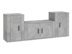 Móvel De Tv* Conjunto móveis de TV 3 pcs madeira processada cimento PT593270 Cinzento
