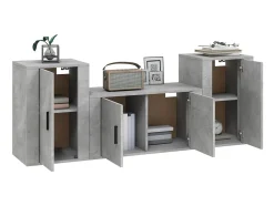 Móvel De Tv* Conjunto móveis de TV 3 pcs madeira processada cimento PT593270 Cinzento