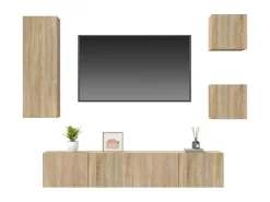Online Conjunto móveis de TV 5 pcs madeira processada carvalho sonoma PT701438 Castanho