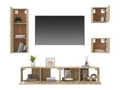 Online Conjunto móveis de TV 5 pcs madeira processada carvalho sonoma PT701438 Castanho