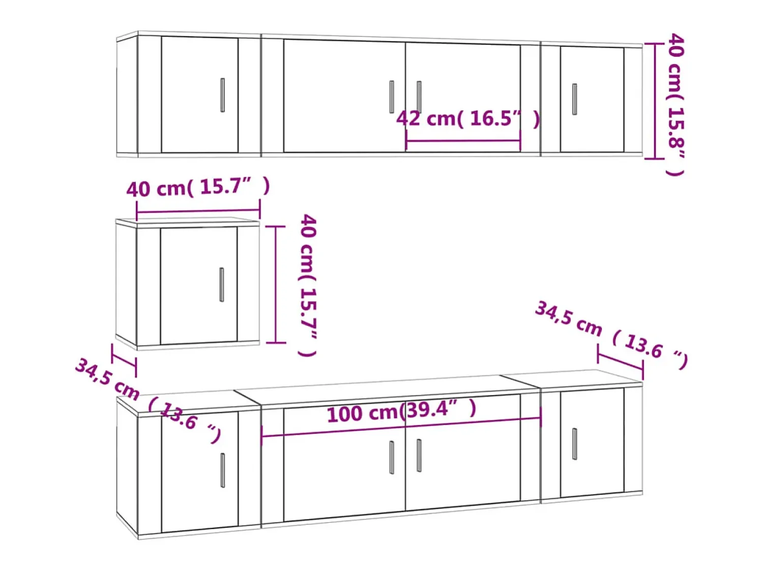 Móvel De Tv|vidaxl Conjunto móveis de TV 7 pcs madeira processada cimento Cinzento