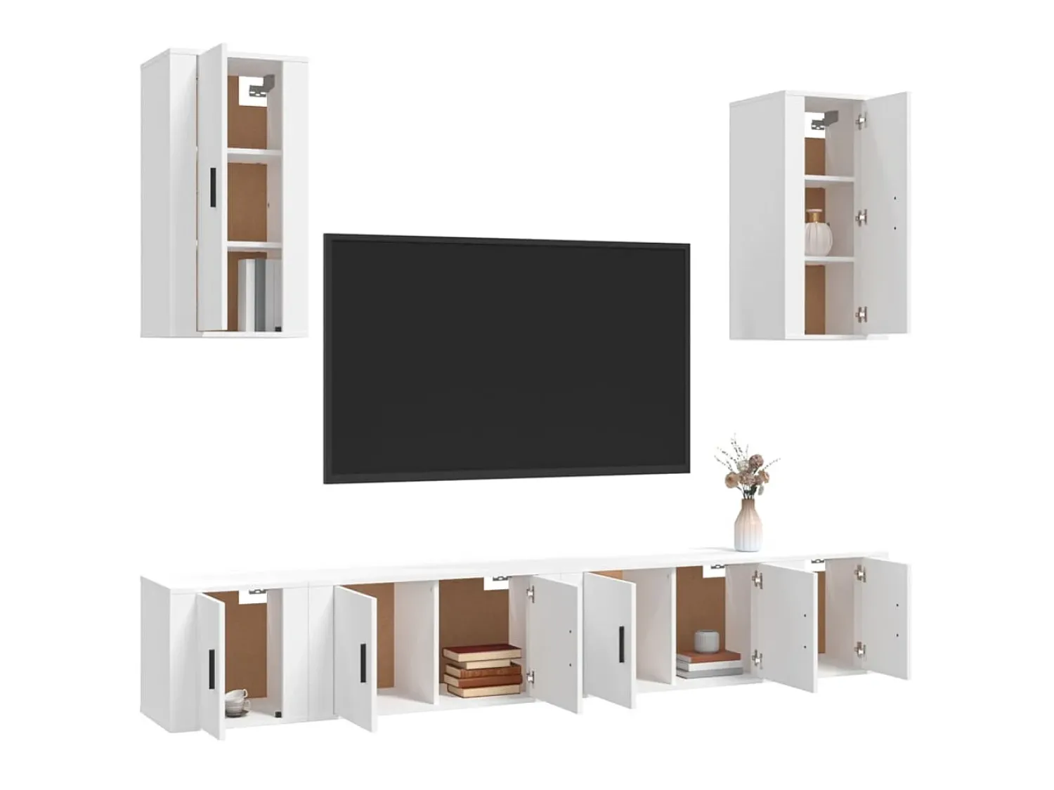 Móvel De Tv| Conjunto móveis de TV 6 pcs madeira processada PT259032 Branco