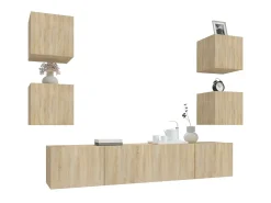 Conjunto móveis de TV 6 pcs madeira processada carvalho sonoma PT988704^ Móvel De Tv