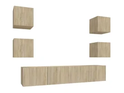 Conjunto móveis de TV 6 pcs madeira processada carvalho sonoma PT988704^ Móvel De Tv