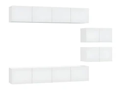 Conjunto móveis de TV 6 pcs madeira processada PT686215 Branco