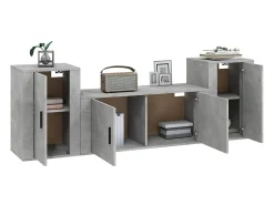 Discount Conjunto móveis de TV 3 pcs madeira processada cimento PT759942 Cinzento