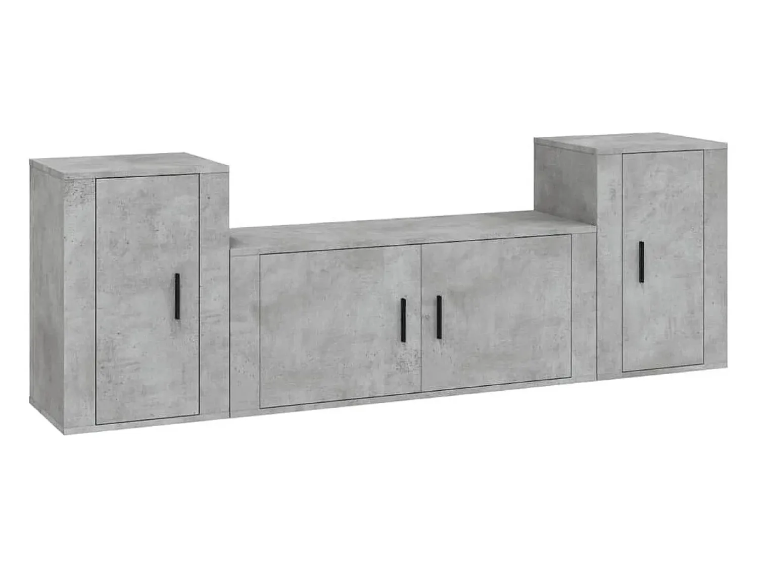 Discount Conjunto móveis de TV 3 pcs madeira processada cimento PT759942 Cinzento