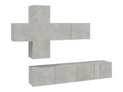Móvel De Tv| Conjunto móveis de TV 7 pcs madeira processada cimento PT506961 Cinzento