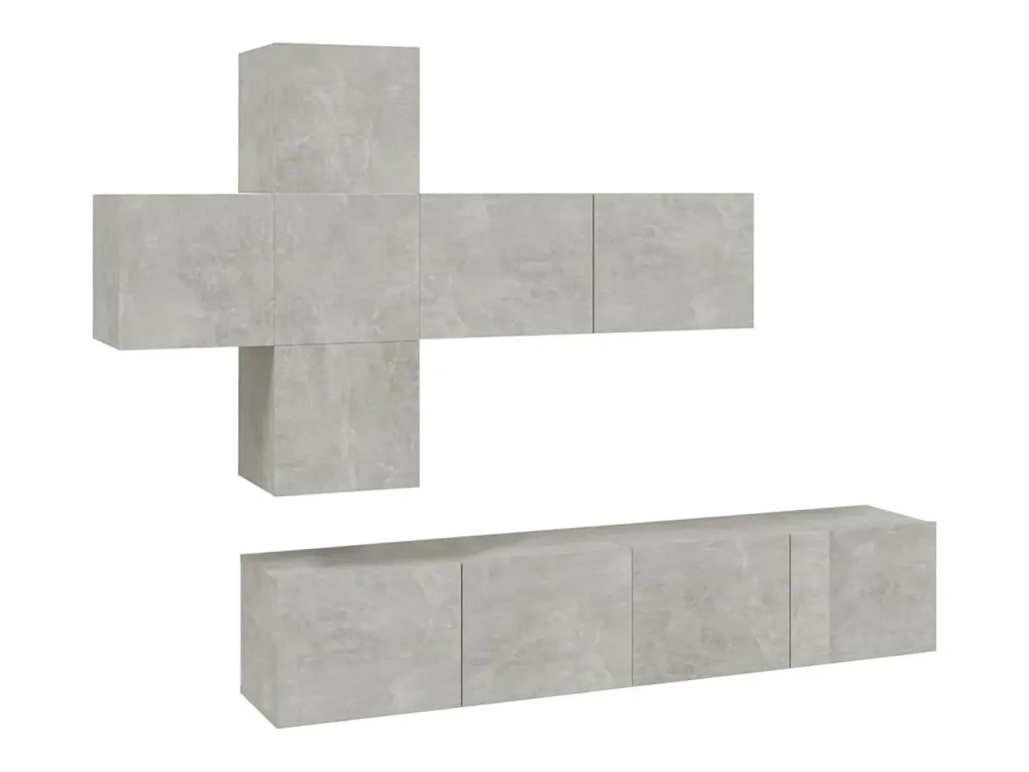 Móvel De Tv| Conjunto móveis de TV 7 pcs madeira processada cimento PT506961 Cinzento